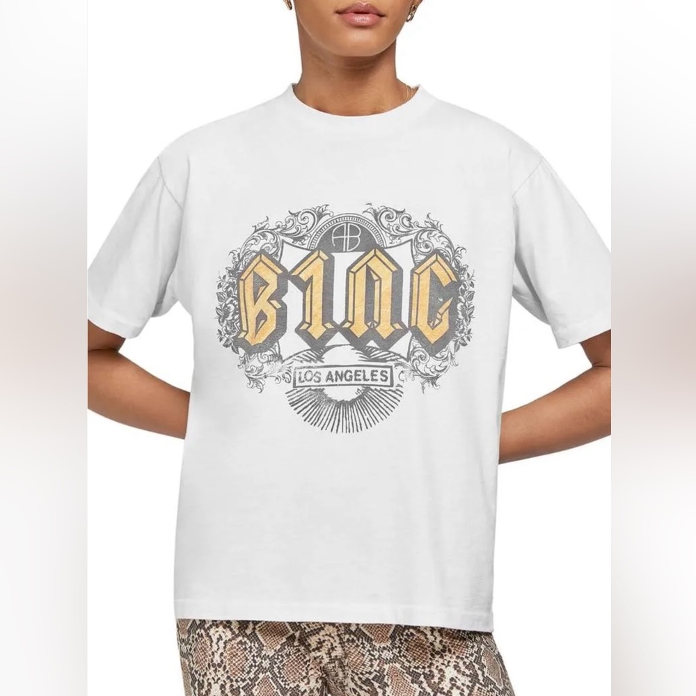 Anine Bing Off White Graphic Short Sleeve Tee Size small